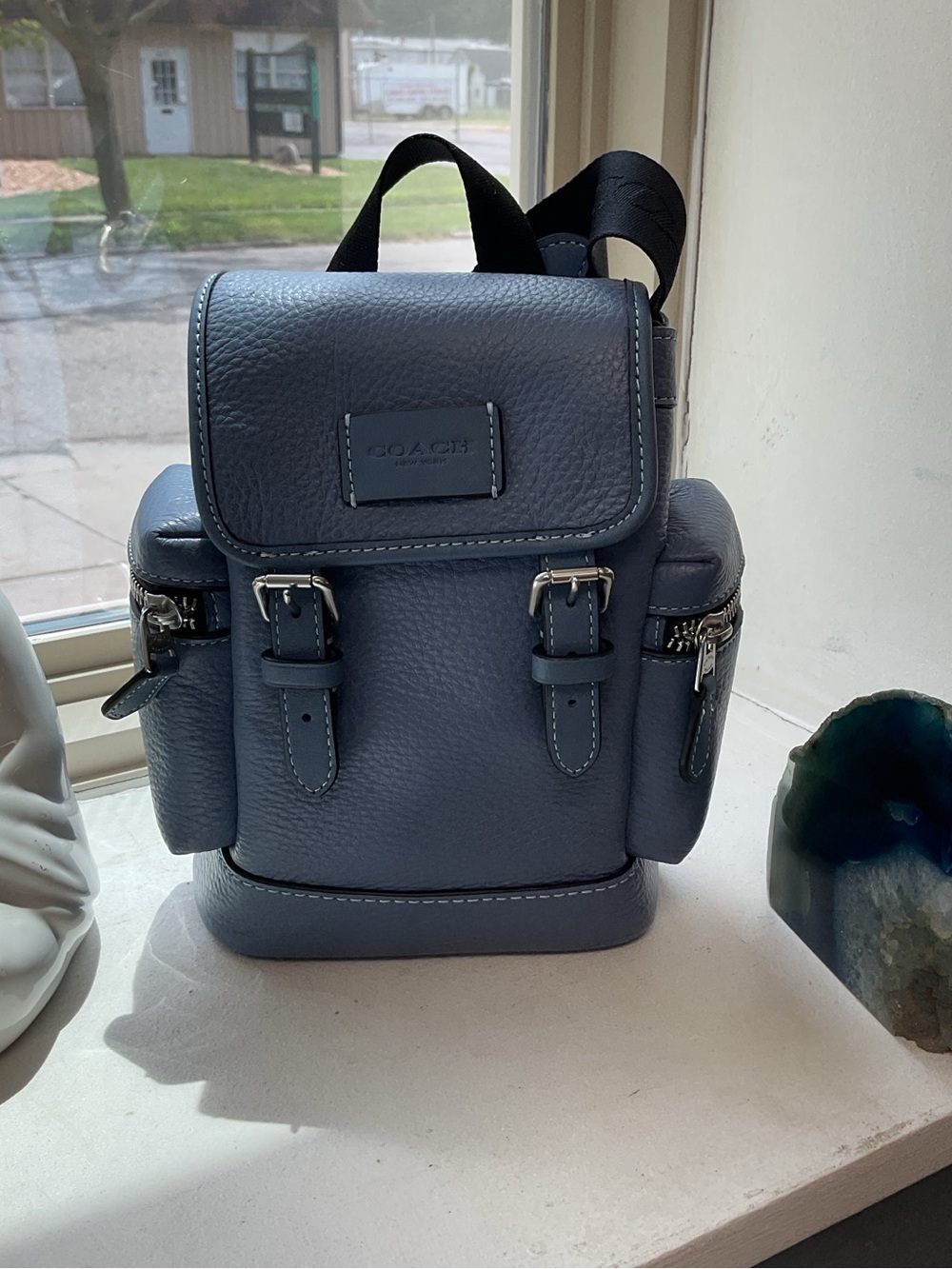 Coach NWT Sprint Sling Pack Leather Crossbody Backpack Light Denim Leather